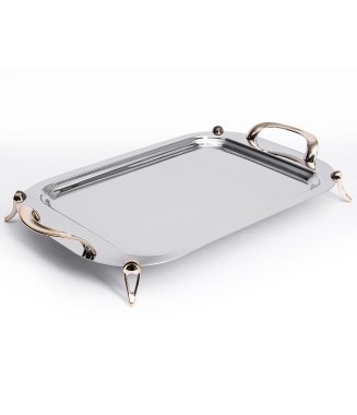 Maxx Doria Aqua Ayaklı Çelik Tepsi Gold 