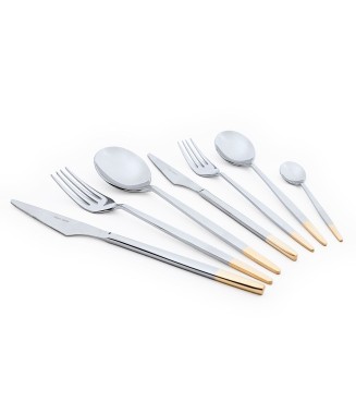 Maxx Doria Castor Gold Yarım Dekorlu 12 Kişilik 84 Parça Çatal Kaşık Bıçak Takımı